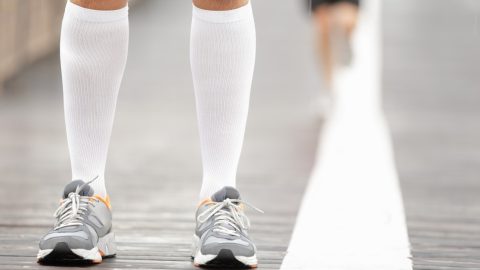 Person wearing compression socks